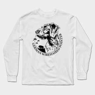 German Wirehaired Pointer Hunting Dog portrait Long Sleeve T-Shirt